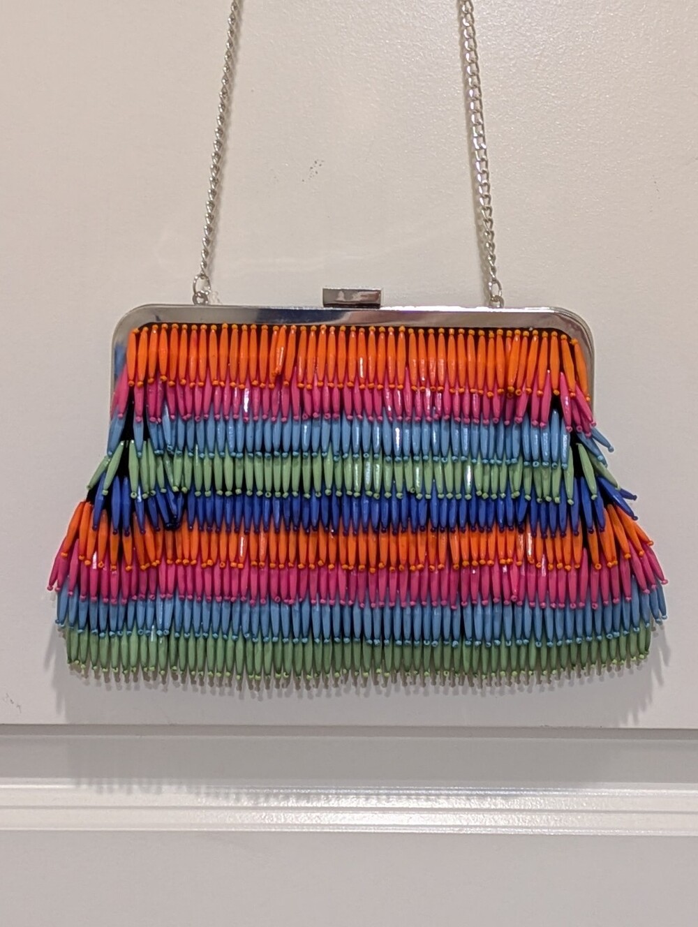 NWT Charlie Paige 2023 Colourful Crossbody Clutch Beaded Tropical Bag